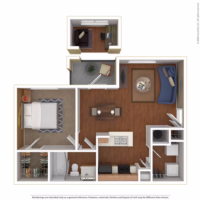 1 Bed • 1 Bath 0411 floor plan